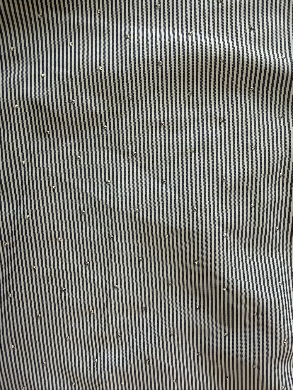 Sioni Rhinestone Striped Button Down Shirt - Picture 3 of 5